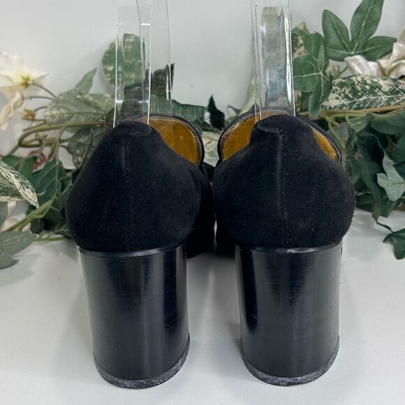 Saks Fifth Avenue Heels Women’s Size 8 AA Black Suede Animal Print Loafer Pump - Picture 6 of 15